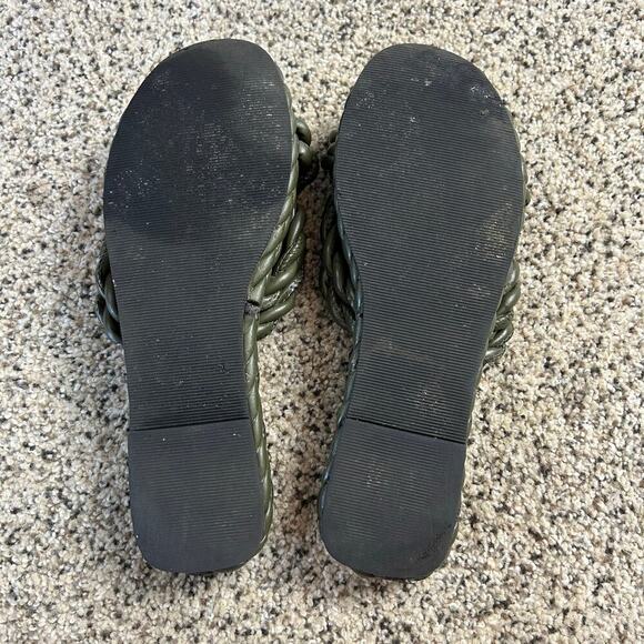 ASOS Braided Platform Slide Slip On Sandals Dark Green Size 9.5 - Picture 3 of 6